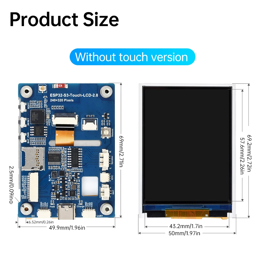 ESP32-S3-Touch-LCD-2.8B with touch 480×640 resolution display IPS capacitive screen WIFI Bluetooth development board Type C