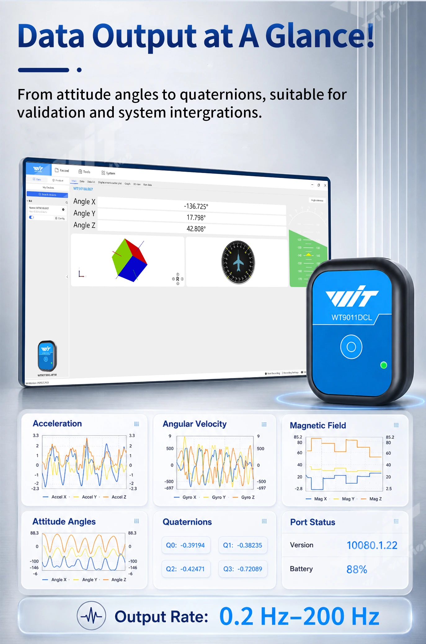 WT9011DCL WT901BLECL Bluetooth-compatible BLE5.0 9 6 Axis Sensor Tilt Angle Inclinometer Acceleration Gyro MPU6050