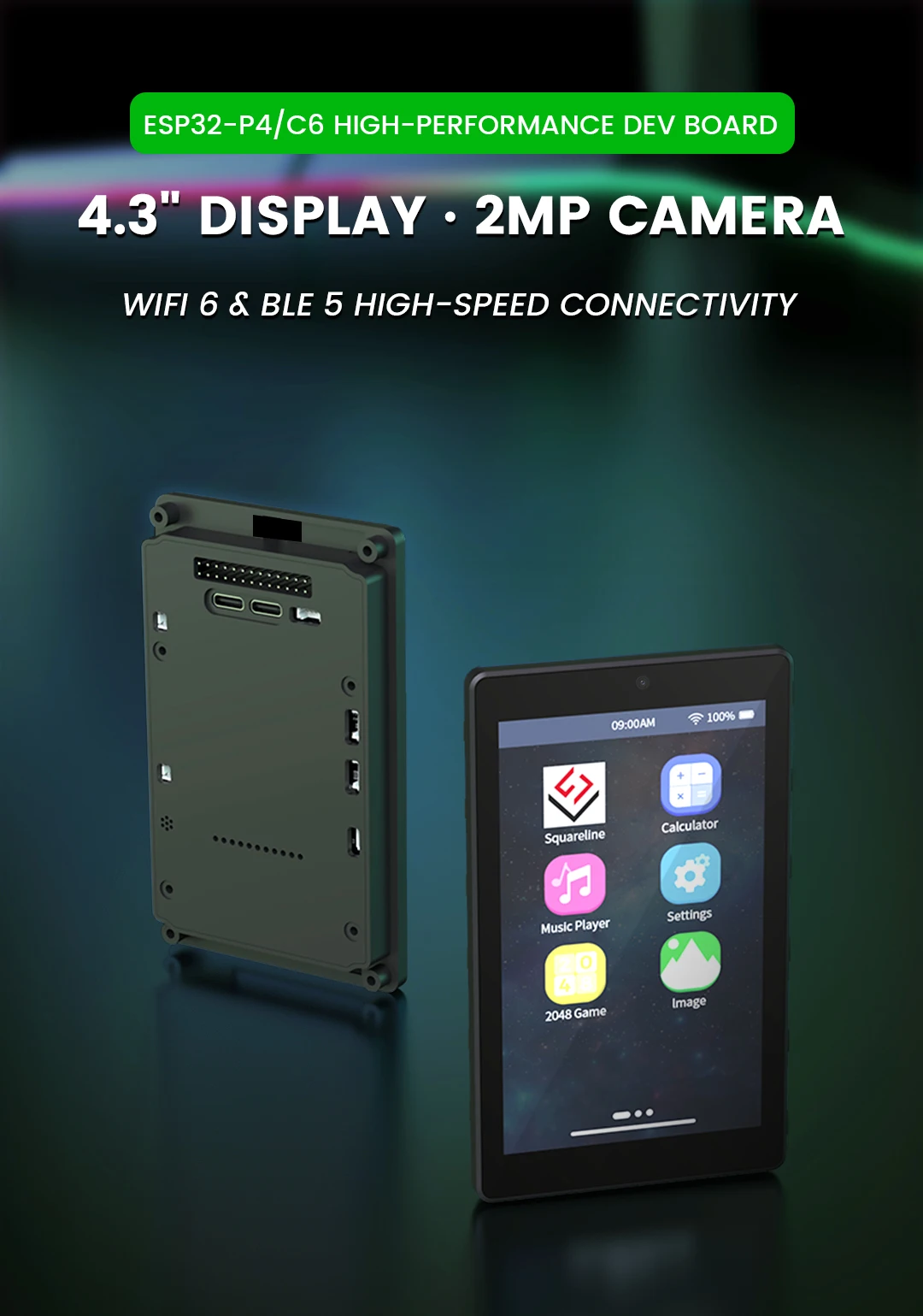 ESP32P4/C6 All-in-One Dev Board: 4.3-inch 480×800 IPS Touchscreen, Camera & Enclosure
