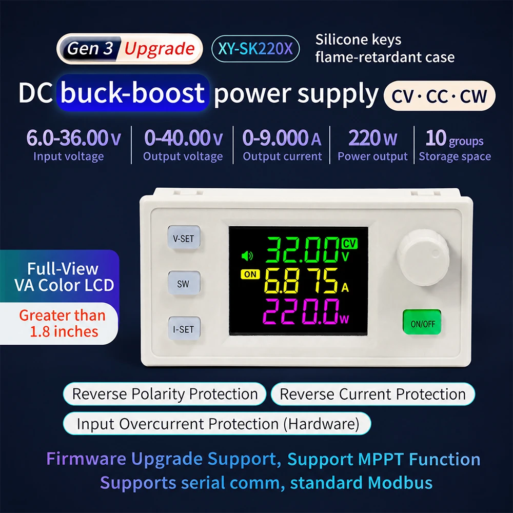 180W 220W DC Buck Converter Adjustable Regulated Laboratory Power Supply Constant Voltage Current 9A MPPT Charge Module SK180S