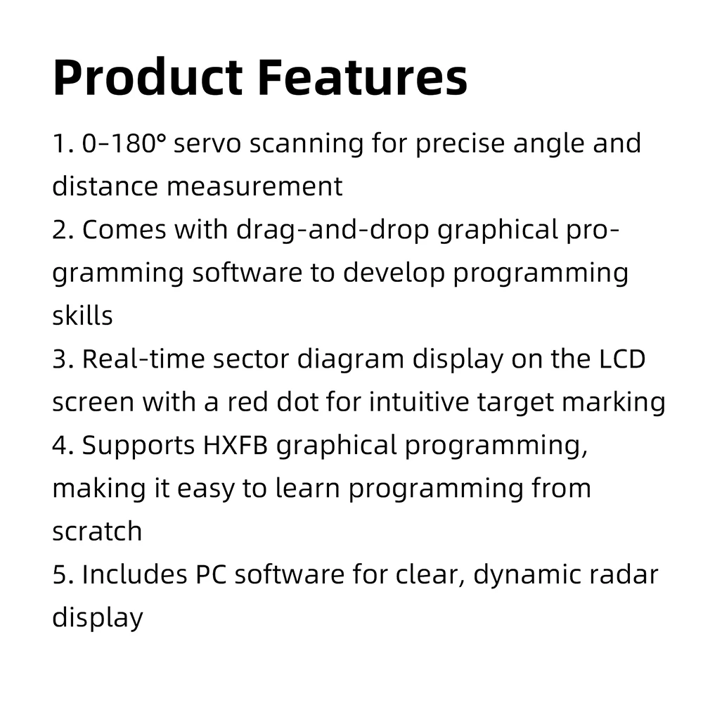 Ultrasonic Radar Scanner Sensor Module DC 5V DIY Kit HXFB Graphical Program Support Arduino Distance Detection for Student Learn