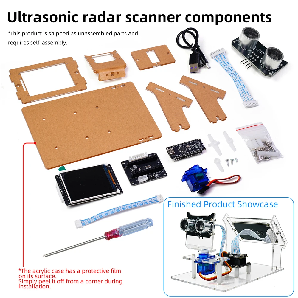 Ultrasonic Radar Scanner Sensor Module DC 5V DIY Kit HXFB Graphical Program Support Arduino Distance Detection for Student Learn