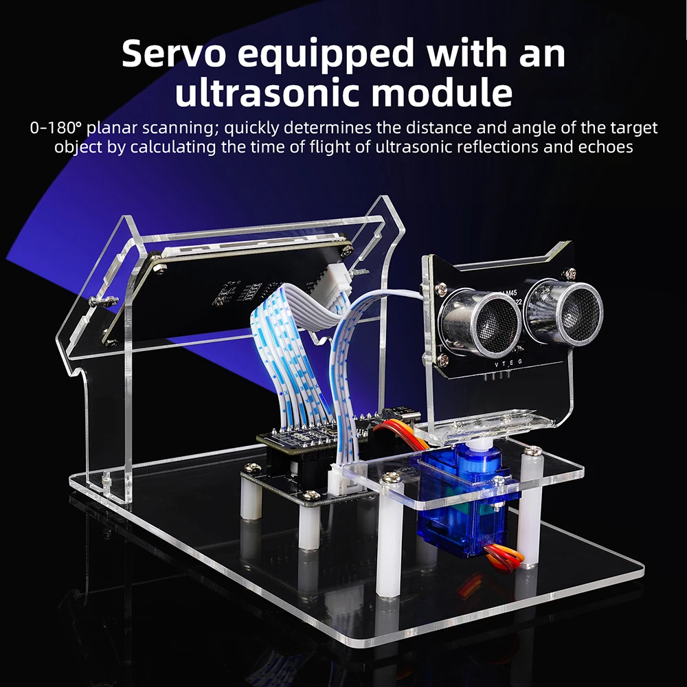 Ultrasonic Radar Scanner Sensor Module DC 5V DIY Kit HXFB Graphical Program Support Arduino Distance Detection for Student Learn