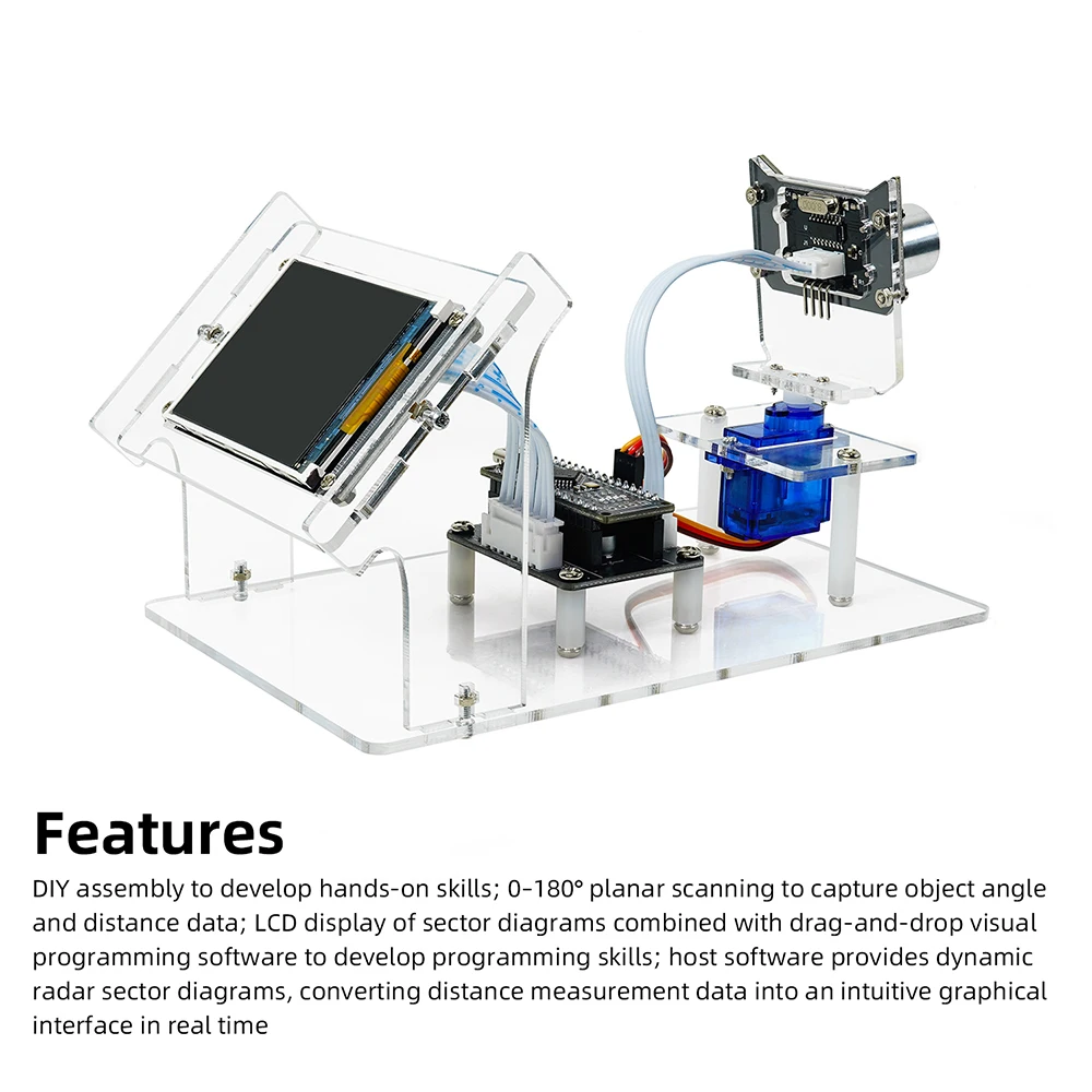 Ultrasonic Radar Scanner Sensor Module DC 5V DIY Kit HXFB Graphical Program Support Arduino Distance Detection for Student Learn