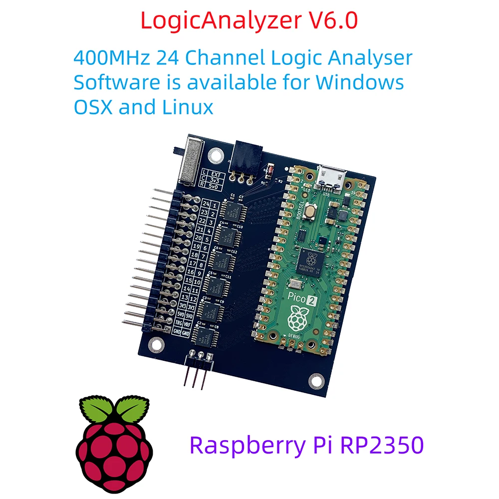 Logic Analyzer V6.0 RP2350 Pico 2 - 400MHz 24 Channel Logic Analyser for Circuit Analysis -Y18A