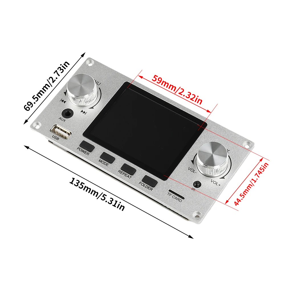 2.8-inch TFT Amplifier Bluetooth DC 4.5-5.0V 5W MP3 Decoder Board Car Audio USB TF FM Radio Module MP3 Player Color Screen