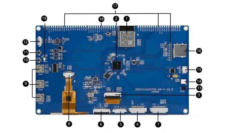 ESP32-P4 Development Board 7.0" 1024x600 IPS Touch Display for Industrial HMI, AI IoT Projects