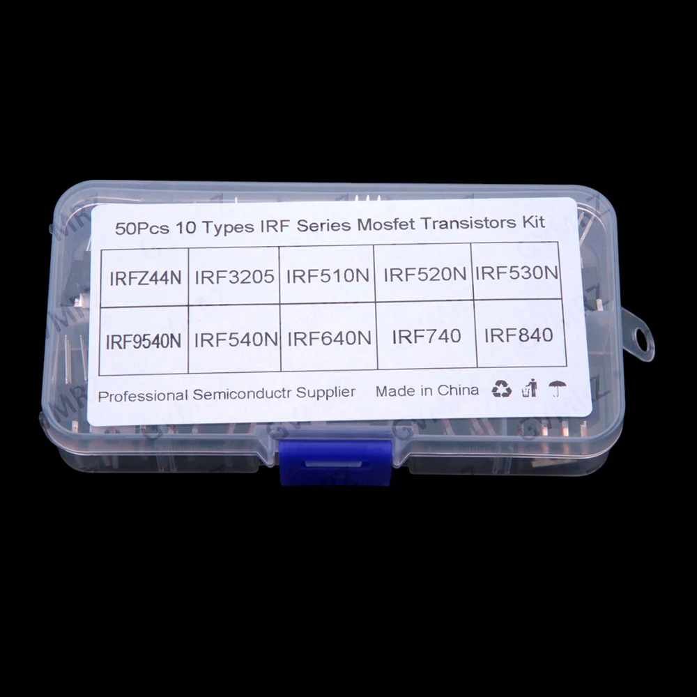 10 Values 50 PCS IRF510 IRF520 IRF MOSFET IRFZ44 IRF3205 packaged in through-hole TO-220
