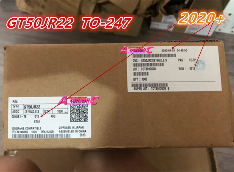 Aoweziic 2025+ 100% New Imported Original GT50JR22 50JR22 TO-247 IGBT Power Transistor 50A 600V