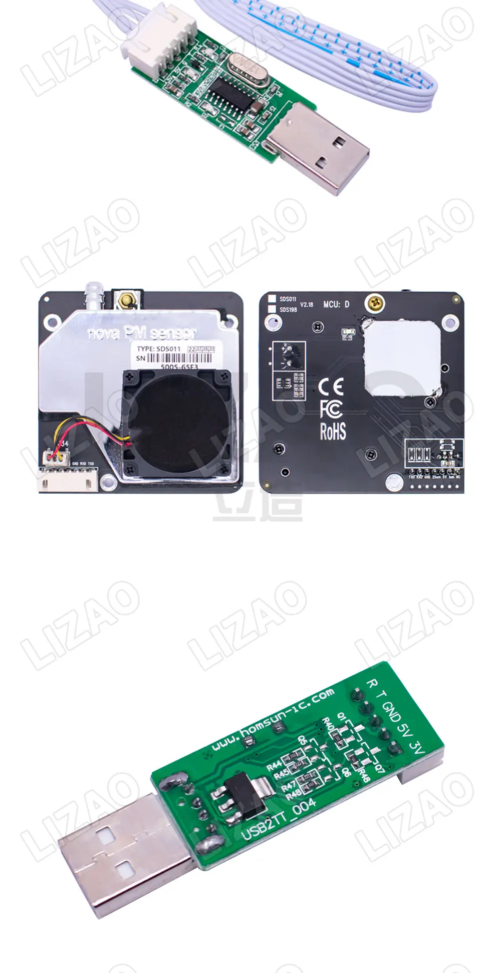 LIZAO SDS011 High Precision Laser PM2.5 Sensor Module Digital UART Output Air Quality Particle Detector