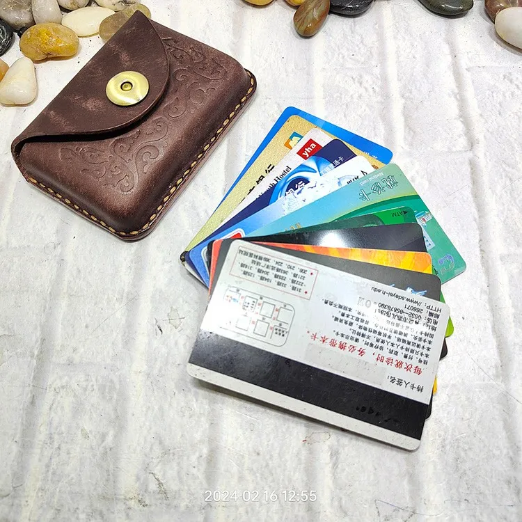 Blongk Hand-made Waist Bag ID Credit Card Holder Case Purse Pouch Genuine Leather Belt Pack Men Women DFD-K