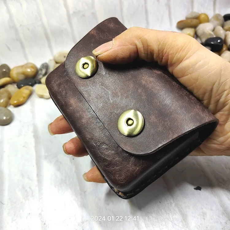 Blongk Hand-made Waist Bag ID Credit Card Holder Case Purse Pouch Genuine Leather Belt Pack Men Women DFD-K