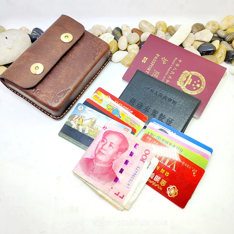 Blongk Hand-made Waist Bag ID Credit Card Holder Case Purse Pouch Genuine Leather Belt Pack Men Women DFD-K