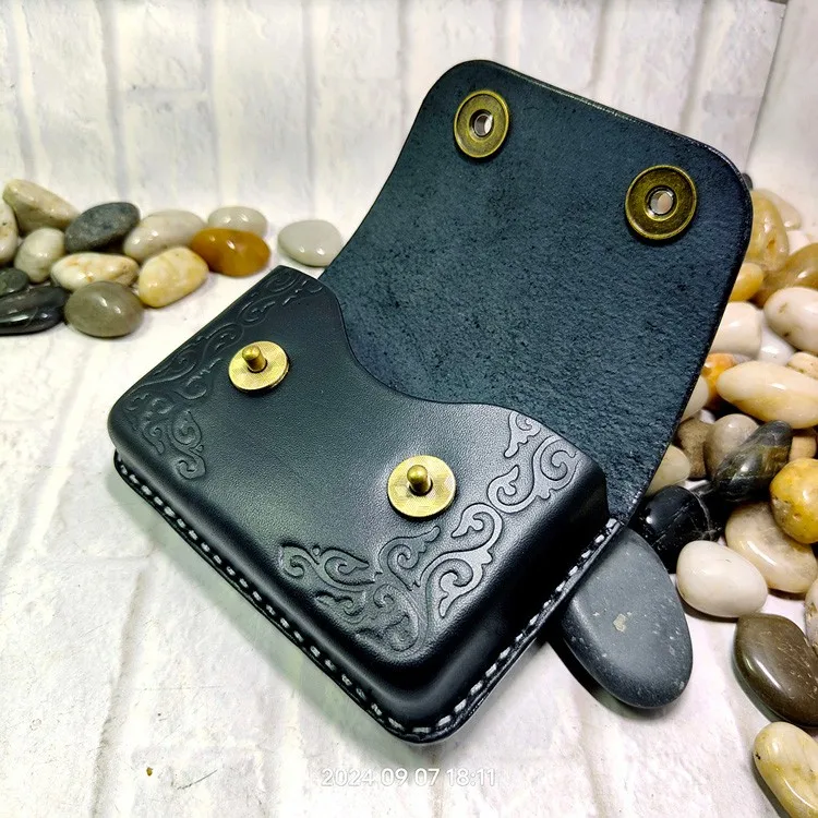 Blongk Hand-made Waist Bag ID Credit Card Holder Case Purse Pouch Genuine Leather Belt Pack Men Women DFD-K