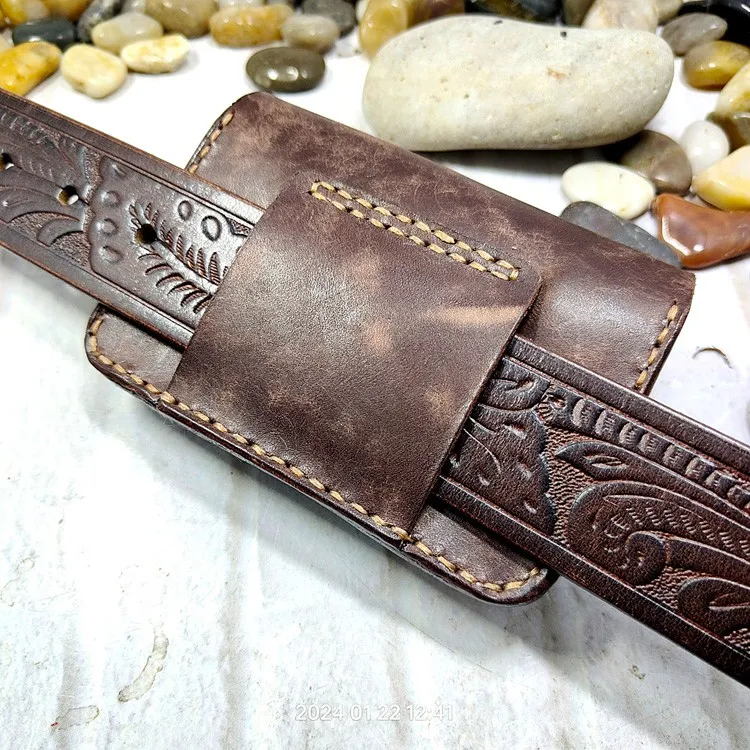 Blongk Hand-made Waist Bag ID Credit Card Holder Case Purse Pouch Genuine Leather Belt Pack Men Women DFD-K