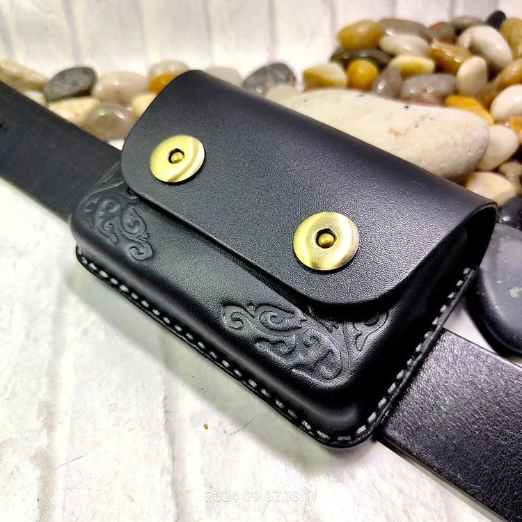 Blongk Hand-made Waist Bag ID Credit Card Holder Case Purse Pouch Genuine Leather Belt Pack Men Women DFD-K