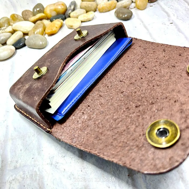 Blongk Hand-made Waist Bag ID Credit Card Holder Case Purse Pouch Genuine Leather Belt Pack Men Women DFD-K