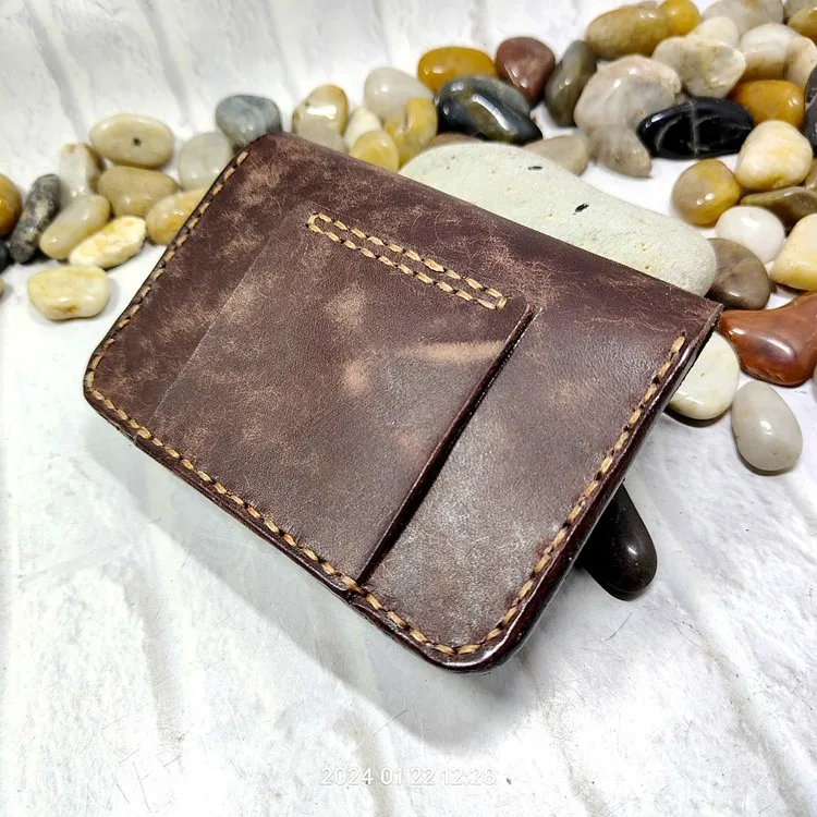 Blongk Hand-made Waist Bag ID Credit Card Holder Case Purse Pouch Genuine Leather Belt Pack Men Women DFD-K