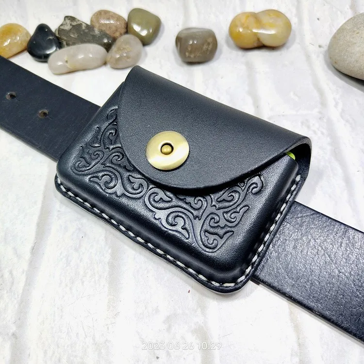 Blongk Hand-made Waist Bag ID Credit Card Holder Case Purse Pouch Genuine Leather Belt Pack Men Women DFD-K
