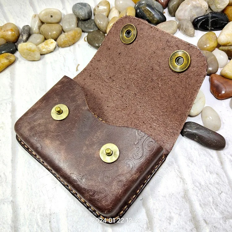 Blongk Hand-made Waist Bag ID Credit Card Holder Case Purse Pouch Genuine Leather Belt Pack Men Women DFD-K