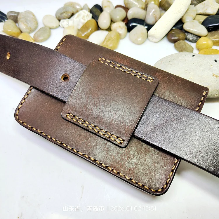 Blongk Hand-made Waist Bag ID Credit Card Holder Case Purse Pouch Genuine Leather Belt Pack Men Women DFD-K