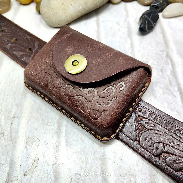 Blongk Hand-made Waist Bag ID Credit Card Holder Case Purse Pouch Genuine Leather Belt Pack Men Women DFD-K