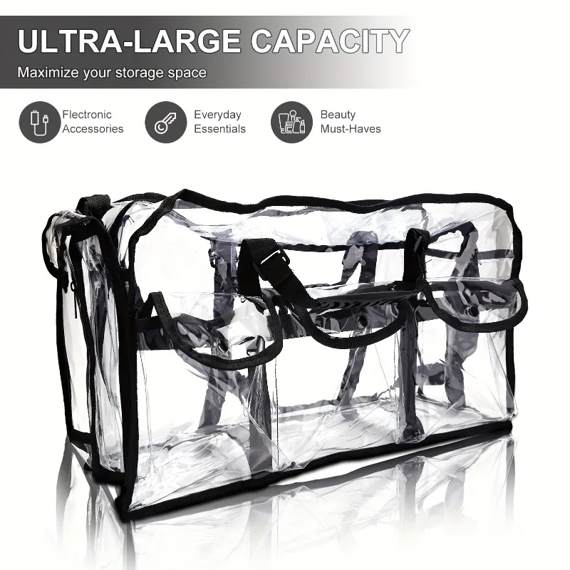 PVC Transparent Cosmetic Bag Waterproof Large Capacity Travel Organizer Multifunctional Beach Swimming Storage Shoulder Tote