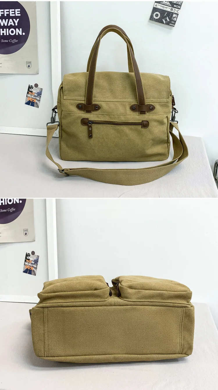 Large Capacity Briefcases Men Travel Bags Canvas Weekend Shoulder Bags Multifunctional Messenger Tote Bags With Long Strape