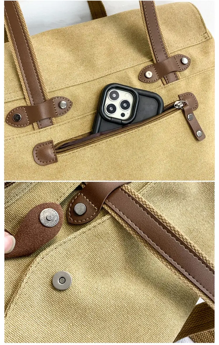 Large Capacity Briefcases Men Travel Bags Canvas Weekend Shoulder Bags Multifunctional Messenger Tote Bags With Long Strape