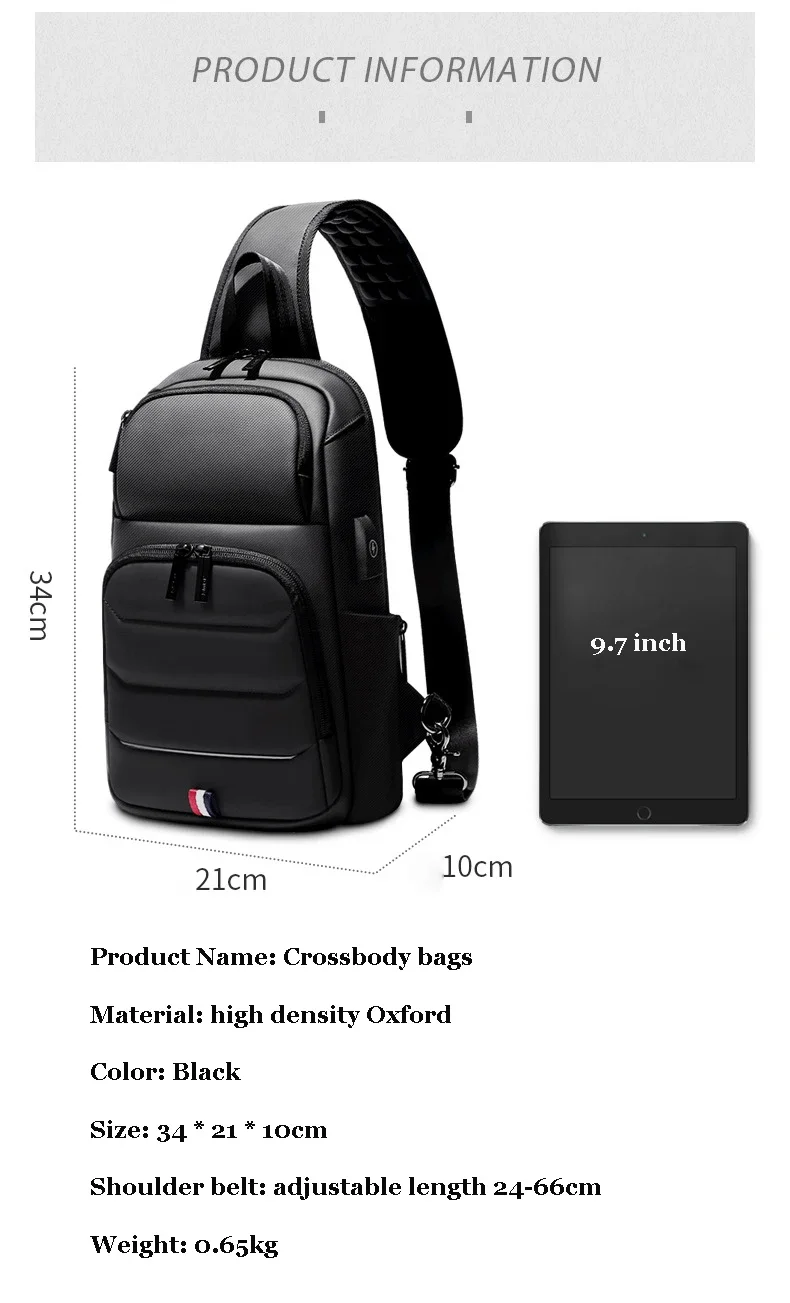 Designer Crossbody Bags for Fashion Shoulder Bags USB Messenger Sling Bag Chest Bag Oxford Single Shoulder Strap Pack