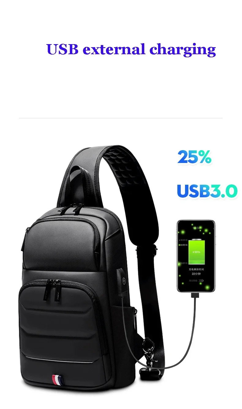 Designer Crossbody Bags for Fashion Shoulder Bags USB Messenger Sling Bag Chest Bag Oxford Single Shoulder Strap Pack