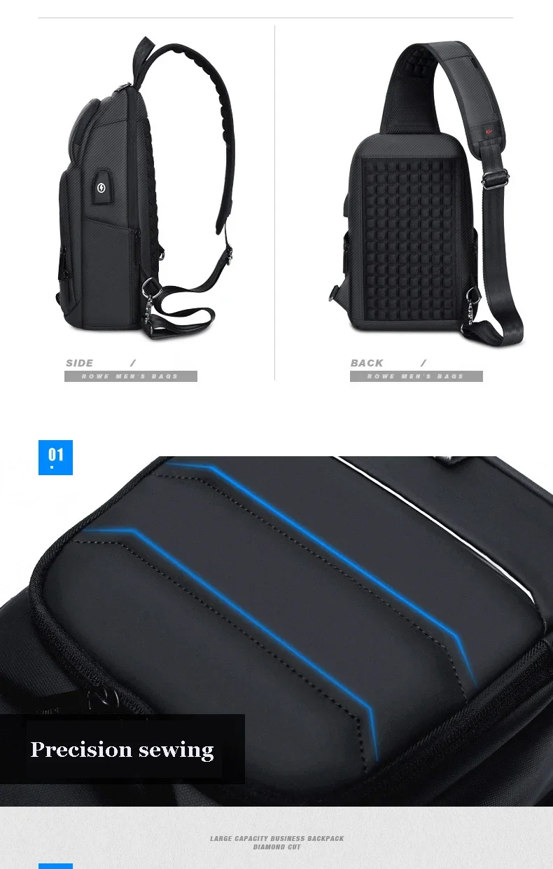 Designer Crossbody Bags for Fashion Shoulder Bags USB Messenger Sling Bag Chest Bag Oxford Single Shoulder Strap Pack