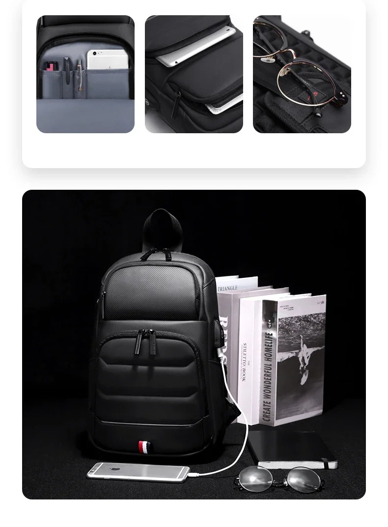 Designer Crossbody Bags for Fashion Shoulder Bags USB Messenger Sling Bag Chest Bag Oxford Single Shoulder Strap Pack