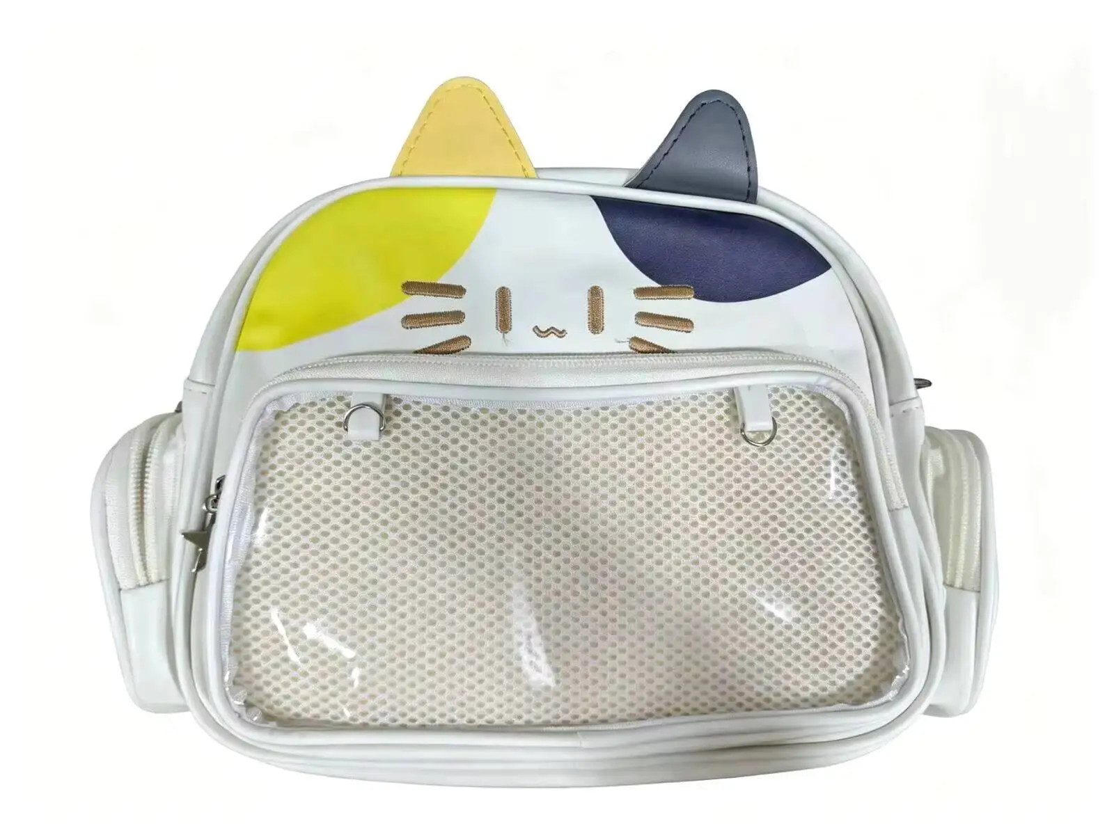 Y2K Korean Japan Kawaii Cat Ita Bag PU Cute Girls Transparent Pocket Aesthetic Shoulder Crossbody Bags Women's Fashion Backpacks