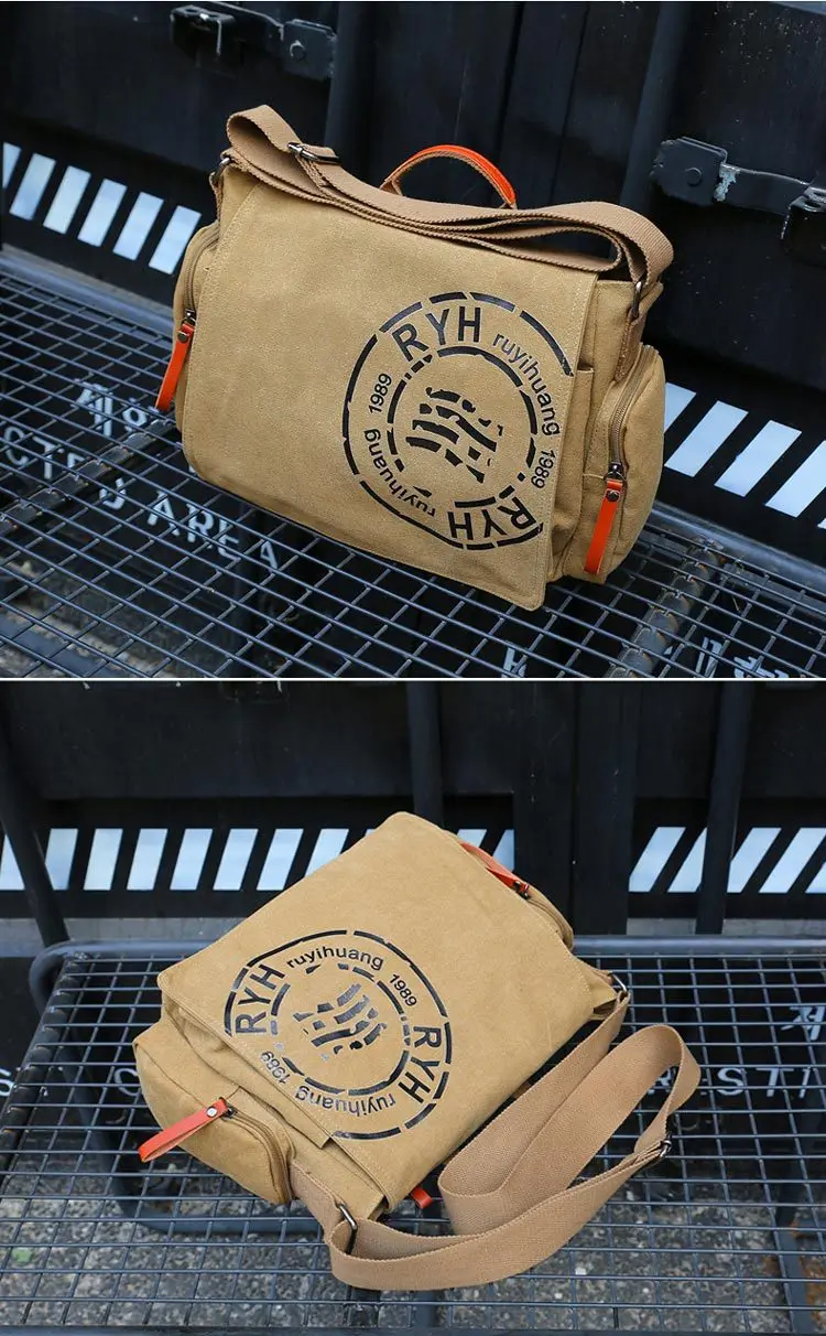 Large Capacity Briefcases Men Travel Bags Canvas Printed Weekend Shoulder Bags Multifunctional Messenger Flap Bags