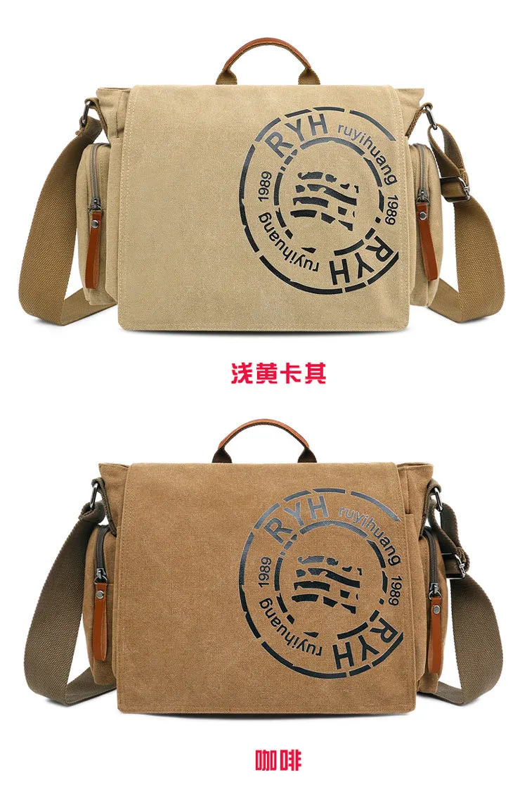 Large Capacity Briefcases Men Travel Bags Canvas Printed Weekend Shoulder Bags Multifunctional Messenger Flap Bags