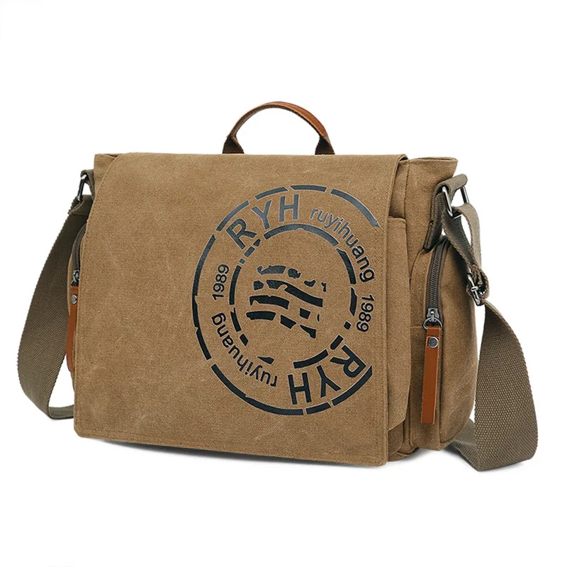 Large Capacity Briefcases Men Travel Bags Canvas Printed Weekend Shoulder Bags Multifunctional Messenger Flap Bags