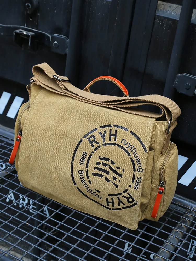Large Capacity Briefcases Men Travel Bags Canvas Printed Weekend Shoulder Bags Multifunctional Messenger Flap Bags