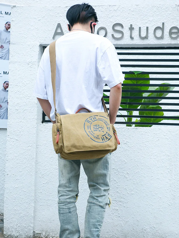 Large Capacity Briefcases Men Travel Bags Canvas Printed Weekend Shoulder Bags Multifunctional Messenger Flap Bags