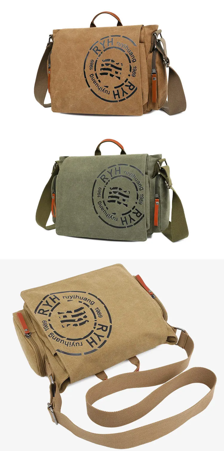 Large Capacity Briefcases Men Travel Bags Canvas Printed Weekend Shoulder Bags Multifunctional Messenger Flap Bags