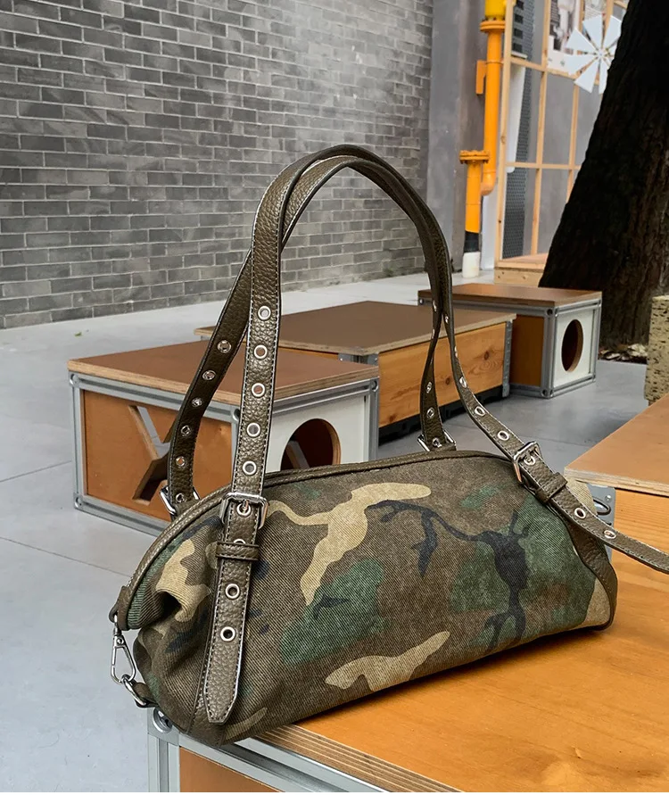 Brand Design Camouflage Women Handbags Large Capacity Canvas Shoulder Bag Commuting Ladies Travel Female Armpit Bag