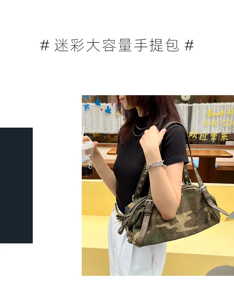 Brand Design Camouflage Women Handbags Large Capacity Canvas Shoulder Bag Commuting Ladies Travel Female Armpit Bag