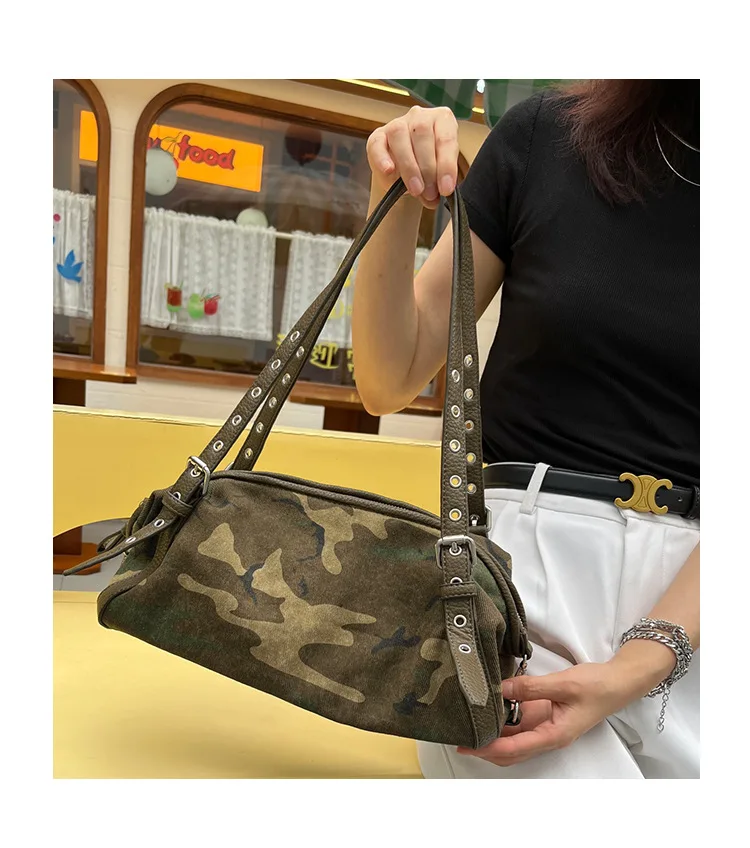 Brand Design Camouflage Women Handbags Large Capacity Canvas Shoulder Bag Commuting Ladies Travel Female Armpit Bag