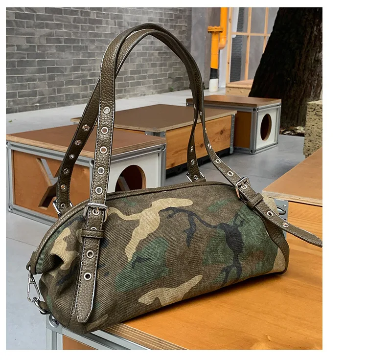 Brand Design Camouflage Women Handbags Large Capacity Canvas Shoulder Bag Commuting Ladies Travel Female Armpit Bag