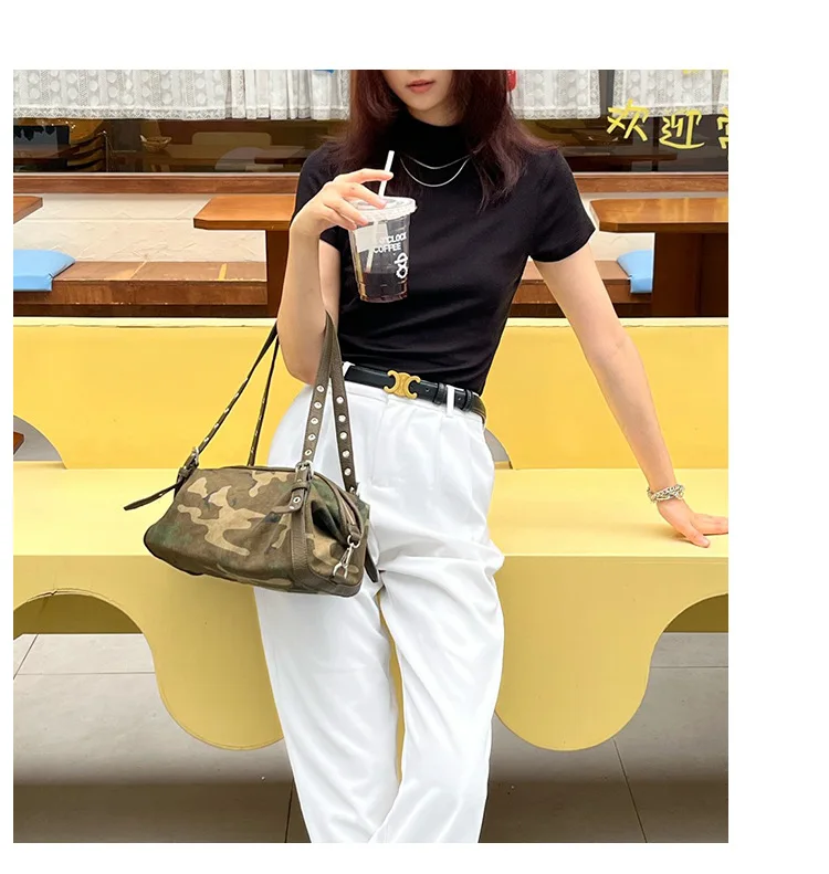 Brand Design Camouflage Women Handbags Large Capacity Canvas Shoulder Bag Commuting Ladies Travel Female Armpit Bag