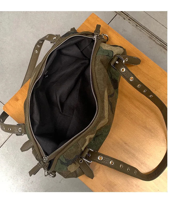 Brand Design Camouflage Women Handbags Large Capacity Canvas Shoulder Bag Commuting Ladies Travel Female Armpit Bag