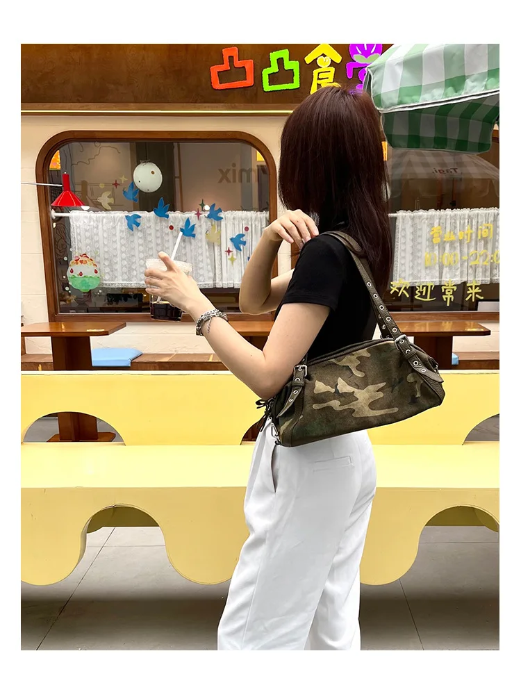 Brand Design Camouflage Women Handbags Large Capacity Canvas Shoulder Bag Commuting Ladies Travel Female Armpit Bag
