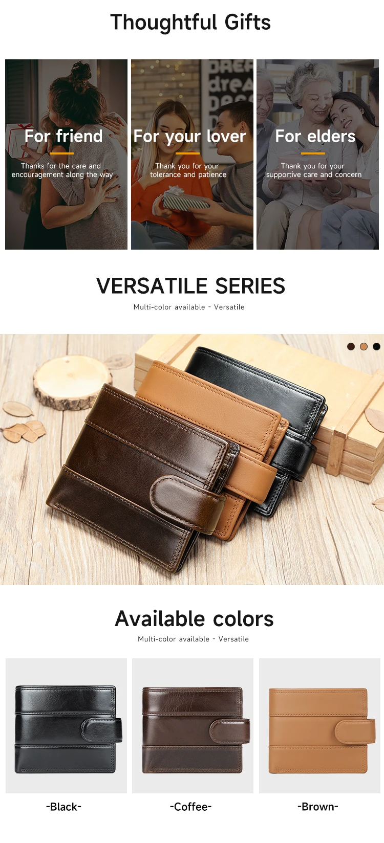 WESTAL Leather Men's Wallet Premium Oil Wax Leather Rfid Men's Cowhide Buckle Wallet Gift Anti-theft Brush