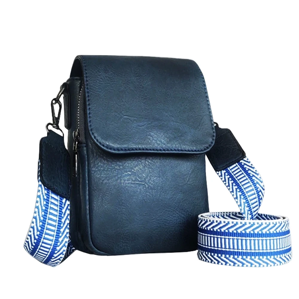 Fashionable New Retro Pu Leather Women's Wide Shoulder Strap Single Shoulder Crossbody Bag with Lid Small Square Bag
