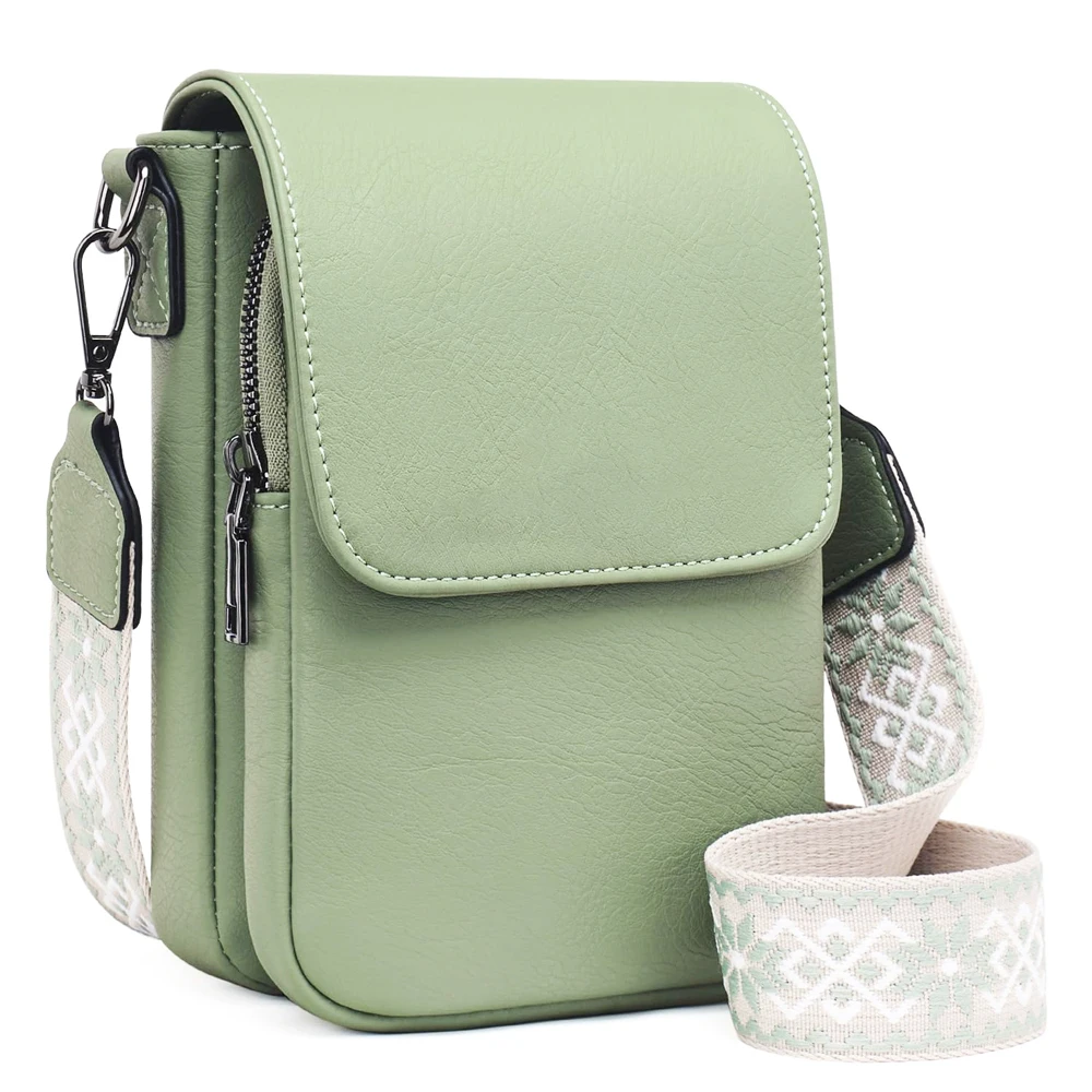 Fashionable New Retro Pu Leather Women's Wide Shoulder Strap Single Shoulder Crossbody Bag with Lid Small Square Bag